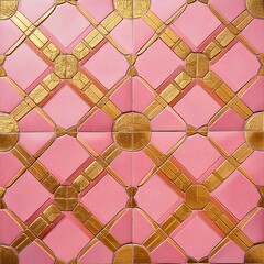 Fototapeta premium Pink gold tile pattern 