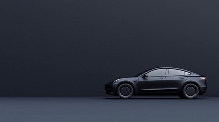 A sleek black car parked against a minimalist dark backdrop, showcasing modern design and elegance in automotive style.