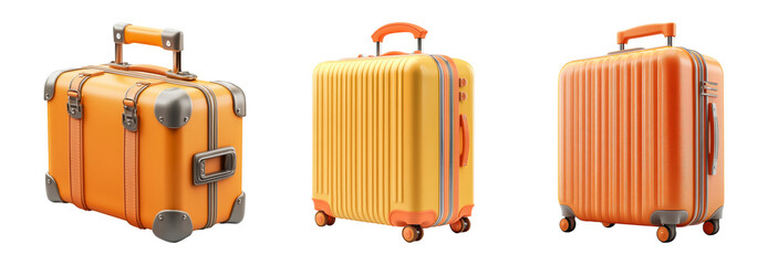 Bright orange travel luggage set for adventure
