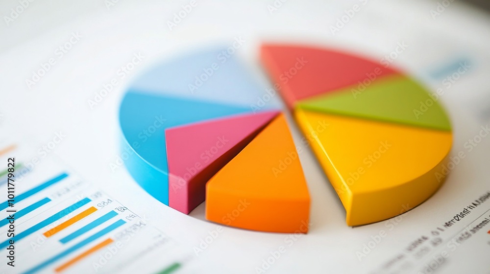 Poster colorful pie chart representation for data analysis