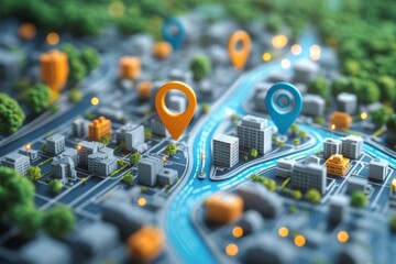 Road Map With Navigation Icons, Generative AI