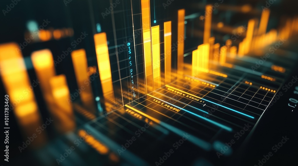 Poster data visualization with bright bar charts and graphs