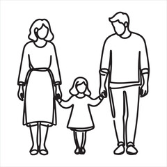 single one line family silhouette on white background
