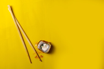 Uneaten sushi roll leftovers, poor quality food