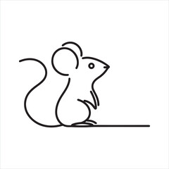 single one line Mouse silhouette on white background
