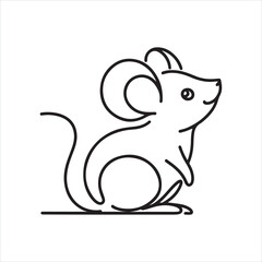 single one line Mouse silhouette on white background
