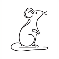 single one line Mouse silhouette on white background
