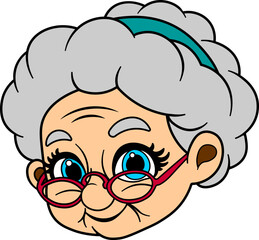 Smiling elderly woman's face.  Vector illustration.