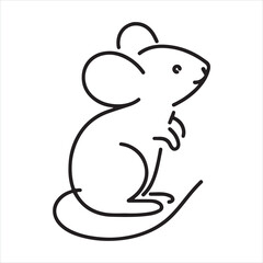 single one line Mouse silhouette on white background
