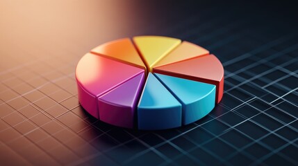 Obraz premium Colorful Pie Chart on Digital Background