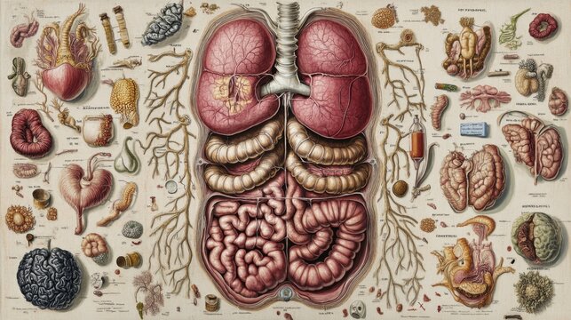 Detailed Anatomy Illustration of Human Organs