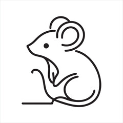 single one line Mouse silhouette on white background
