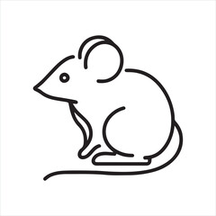 single one line Mouse silhouette on white background
