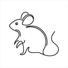 single one line Mouse silhouette on white background
