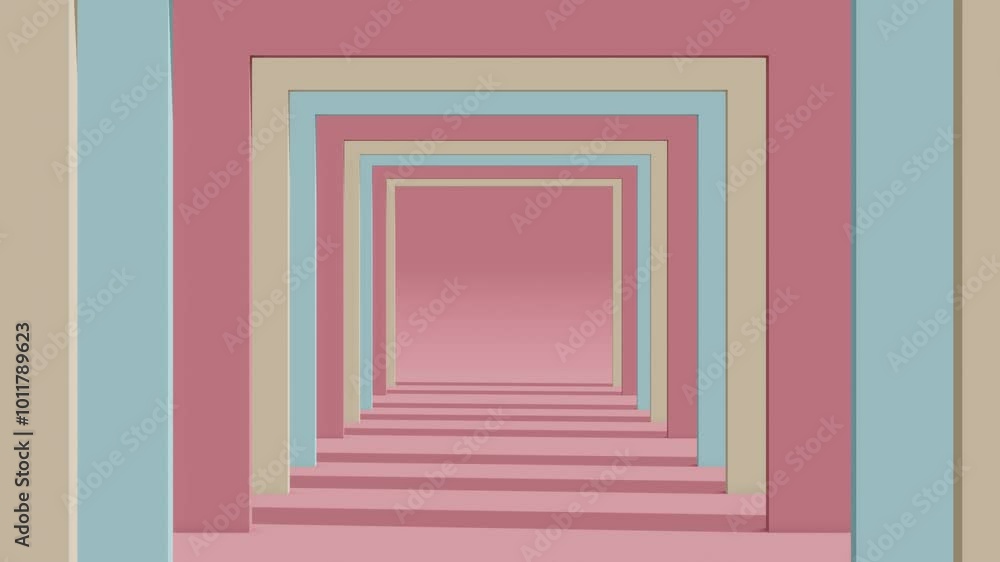 Aufkleber a pastel geometric tunnel with repeating square frames. minimal modern motion design. abstract anima