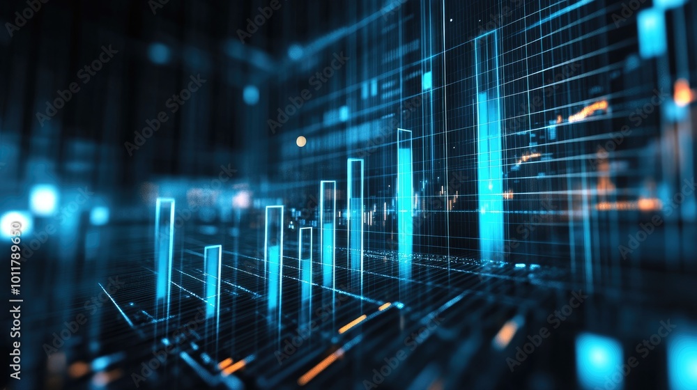 Poster digital data visualization in abstract technology design