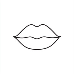 single one line Lip silhouette on white background
