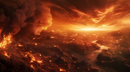 Firestorm Apocalypse Landscapes Ablaze Skies Choked with Smoke and Ash a World Consumed by Flames