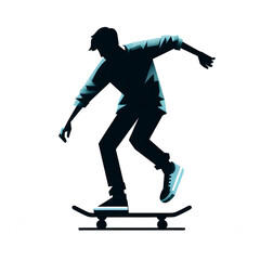 Obraz premium Isolated vector illustration of skateboarder on white background. 