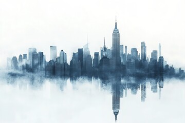 Obraz premium Isolated skyline of New York City on a white backdrop. Generative Ai