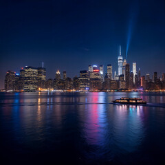 New York City. Night Skyline Panorama