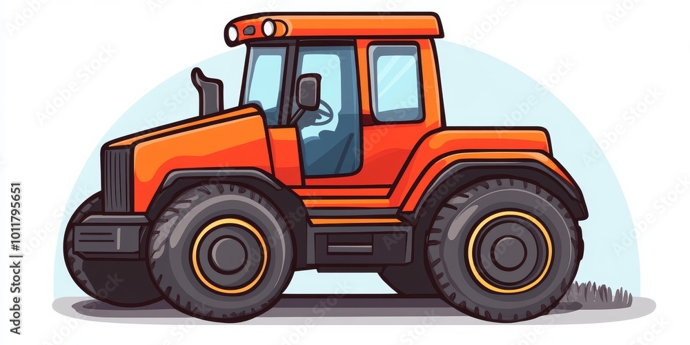 Poster Tractor in the Field: Create an image of a powerful tractor plowing a field, showcasing its importance in modern agriculture.