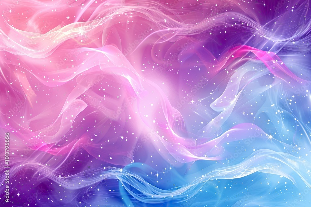 Poster an enchanting blend of soft pink and blue hues, creating a dreamy abstract background with a sense o
