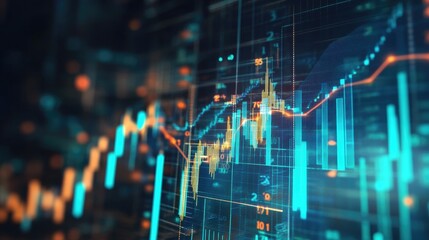 Naklejka premium Abstract Finance Data Visualization with Graph Lines