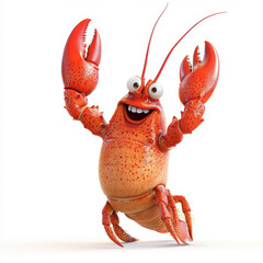 Happy Lobster Cartoon Waving Its Claws
