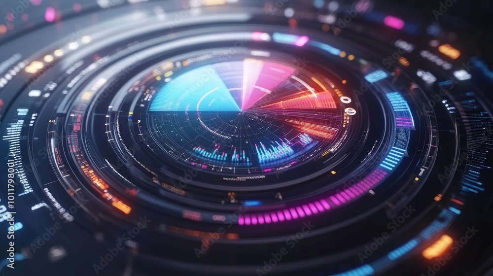 Poster futuristic data visualization and analysis concept