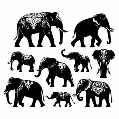 black Silhouette vector animal's  illustrations 