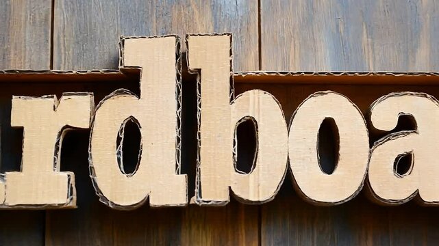 Cardboard Cutout Letters on Rustic Wooden Background