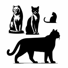 black Silhouette vector animal's  illustrations 