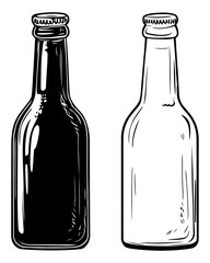 Beer bottle vector icon. Lemonade soda drink symbol. Bar or pub sign. Brewery and restaurant logo. Black silhouette isolated on white background.
