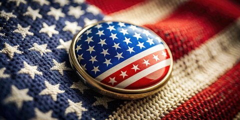 Fototapeta premium A close-up of a classic political campaign button with vintage design and patriotic colors