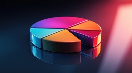 Obraz premium Colorful Pie Chart on Reflective Surface