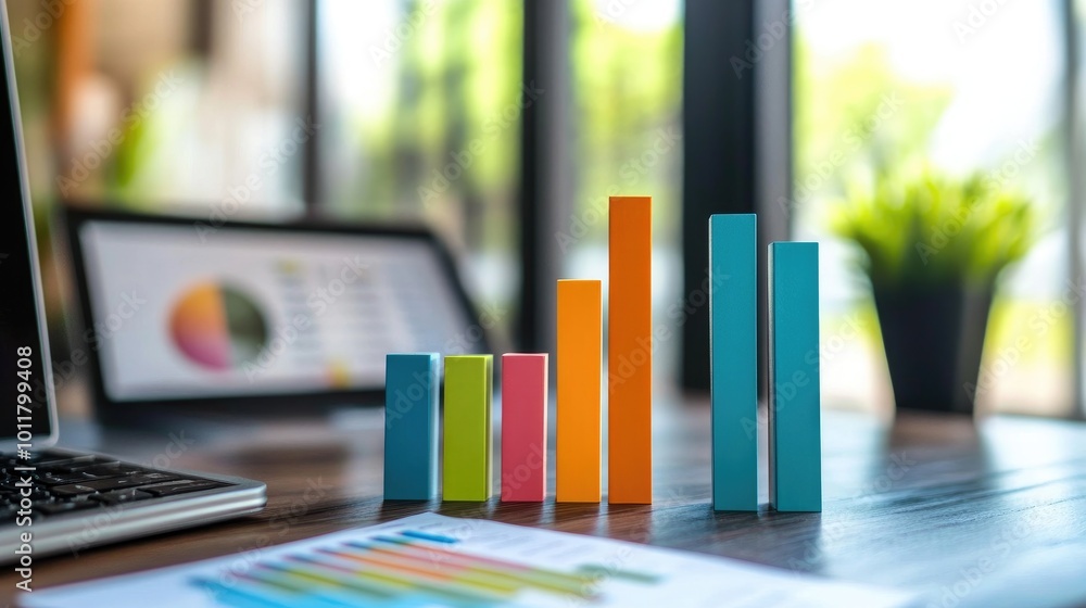 Aufkleber colorful graphs and data presentation in office setting