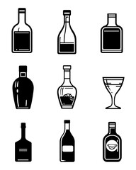 Set Beer bootles logo vector illustration. Emblem design for bar, club and grill. Octoberfest
