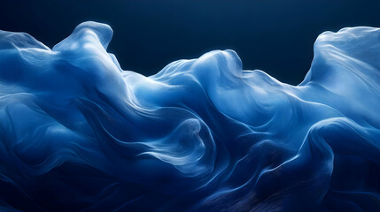 Obraz premium Abstract Blue Wavy Background - Digital Art