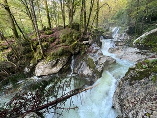 The Šunik water grove or waterfalls on the Lepenca stream (Bovec, Slovenia) - Der Sunik-Wasserhain oder Wasserfälle am Bach Lepenca (Bovec, Slowenien) - Šunikov vodni gaj v Lepeni (Bovec, Slovenija) © Mario