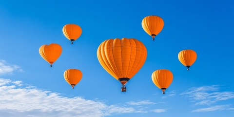 Fototapeta premium Heart-Shaped Balloons: Depict a vibrant scene of heart-shaped balloons floating in the sky at a celebration or festival, representing love and joy.