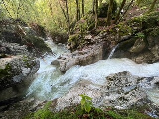 The Šunik water grove or waterfalls on the Lepenca stream (Bovec, Slovenia) - Der Sunik-Wasserhain oder Wasserfälle am Bach Lepenca (Bovec, Slowenien) - Šunikov vodni gaj v Lepeni (Bovec, Slovenija) © Mario