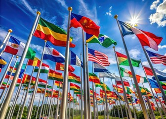 A Comprehensive Collection of Flags Representing All Countries Around the World in a Colorful Display