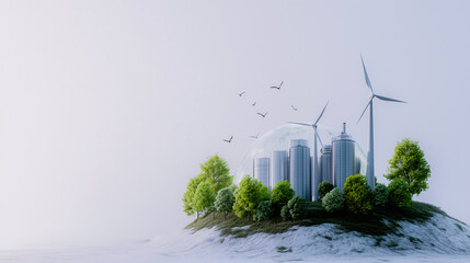 futuristic factory with good enviroment,Eco-friendly factory green factory concept,zero carbon future.