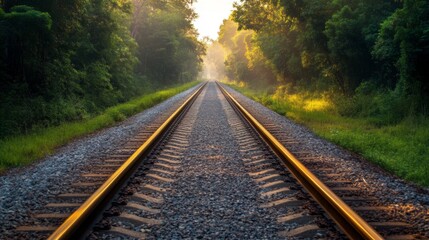 Tranquil Railroad Tracks Amidst Lush Greenery