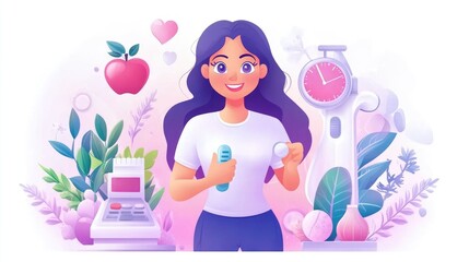 World diabetes day wellness concept with glucometer and healthy living theme