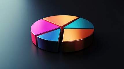 Obraz premium Colorful Pie Chart on a Dark Surface