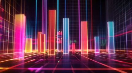 Fototapeta premium Vibrant Digital Bar Graph Animation Background