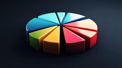 Obraz premium Colorful 3D Pie Chart on Dark Background