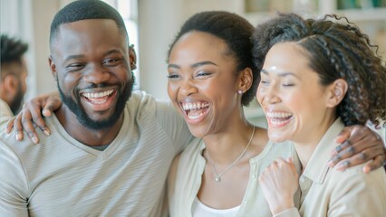 Diverse group people happy fulfilled relationships achievements convey joy success 